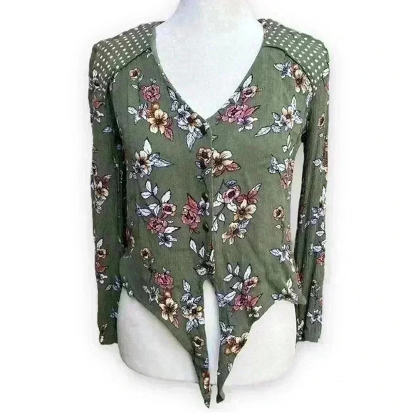 Cropped Tie Front Blouse Size XS - Picture 8 of 11